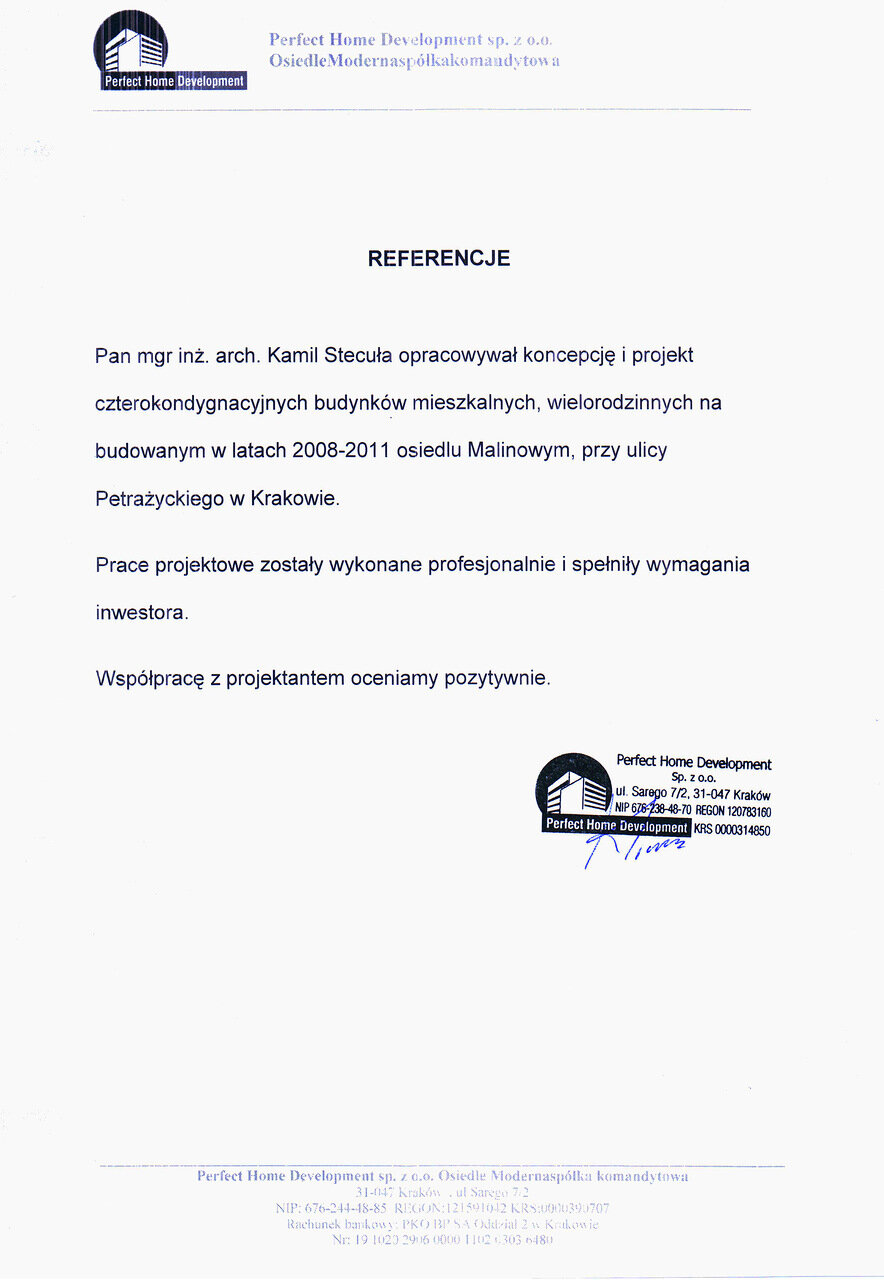 Referencje PAX Pracownia Architektury